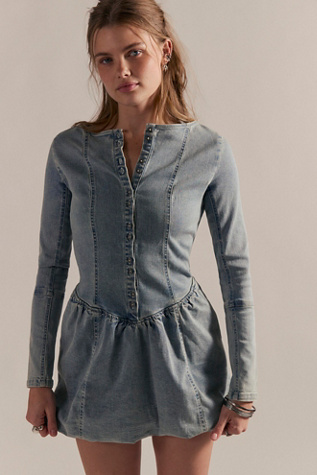 We The Free Kent Denim Mini Dress at Free People in Light Wash, Size: S