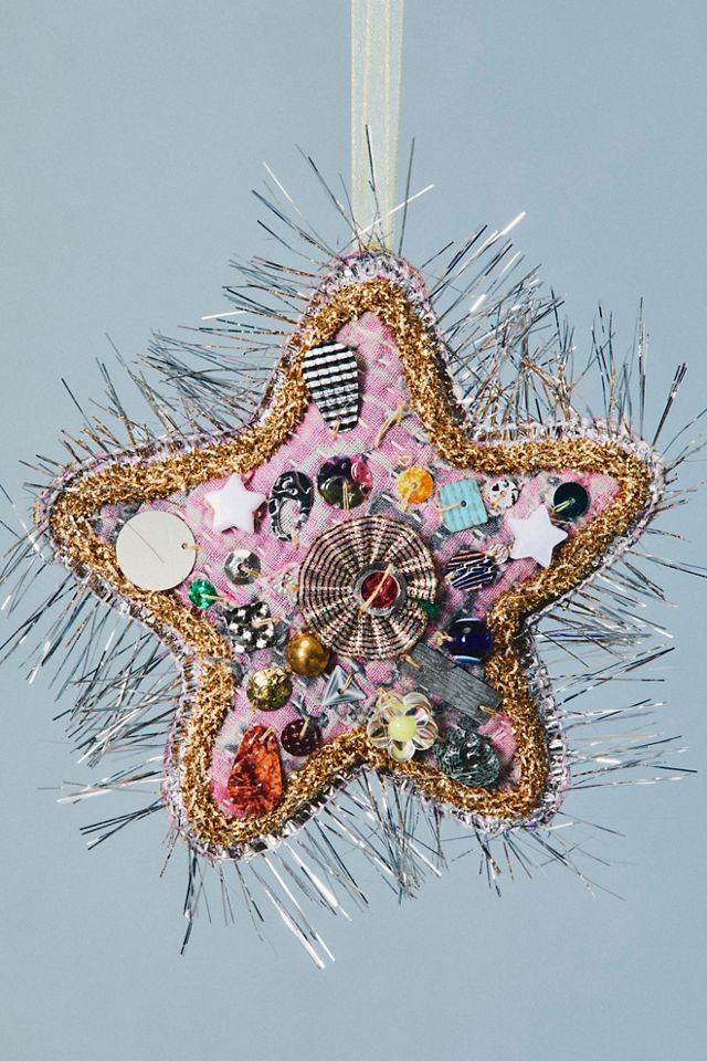 Embellished Tinsel Star Ornament #2