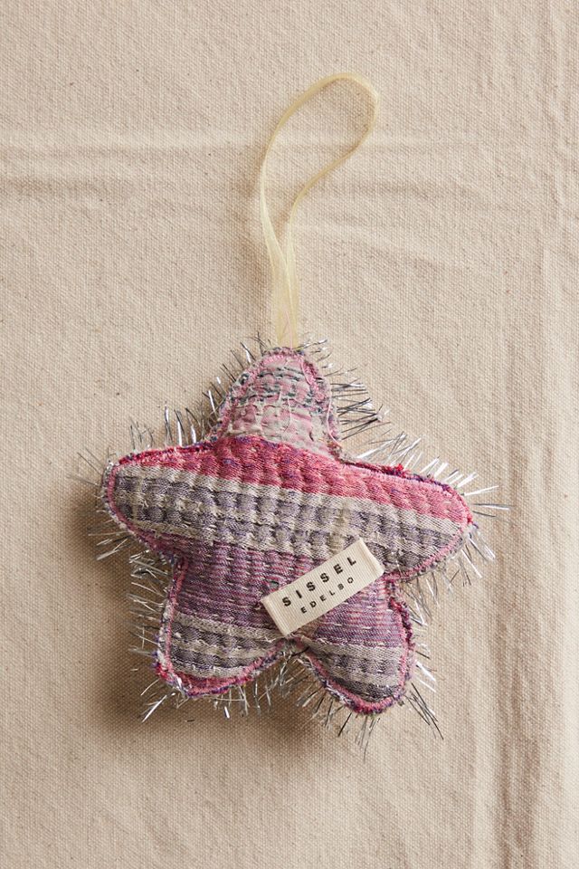 Embellished Tinsel Star Ornament #1