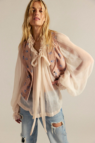 We The Free Noir Nights Printed Vest Jacket at Free People in Brown, Size: M