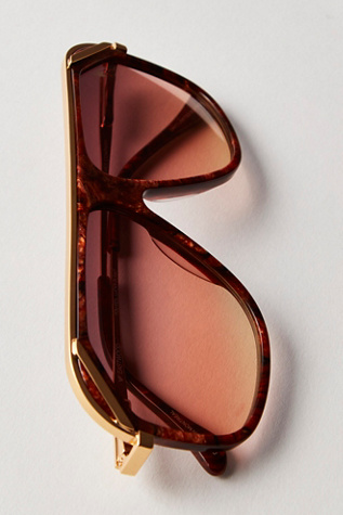 Vintage Frames Eastwood Marbled Wood Acetate Sunglasses at Free People in Brown