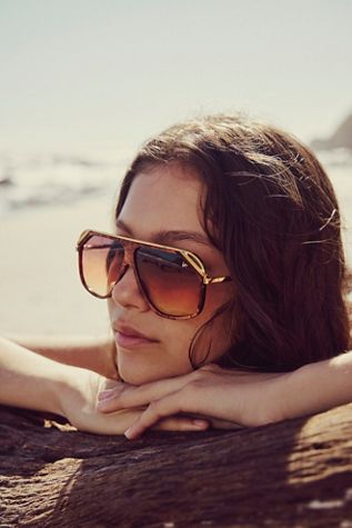 Vintage Frames Eastwood Marbled Wood Acetate Sunglasses