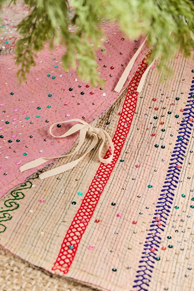 Kantha Confetti Patchwork Tree Skirt #3