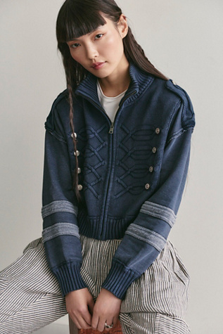 We The Free Band Cardi at Free People in Washed Indigo, Size: Medium