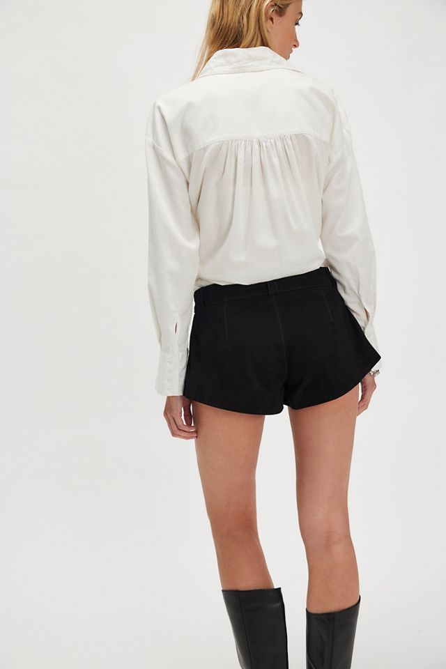 Understated Leather Studded Suede Combo Shorts #1