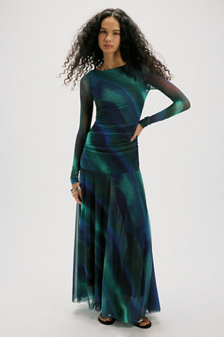 Sunnei Mesh Maxi Dress at Free People in Deep Ocean Combo, Size: XS