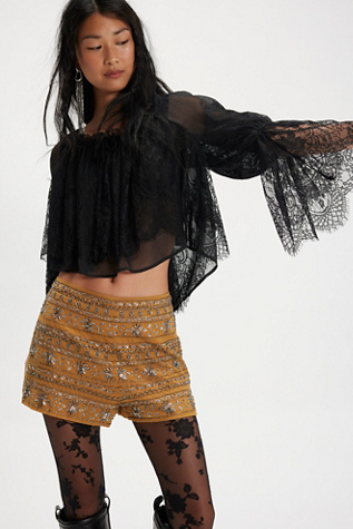 Nigel Preston Beaded Micro Shorts at Free People in Brown, Size: XS
