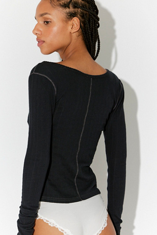 Женский топ Intimately End Game Pointelle Long Sleeve, цвет: Чёрный — фото 2