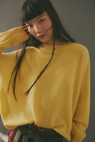 Tomorrow Cashmere Crewneck by Free People in Yellow, Size: M