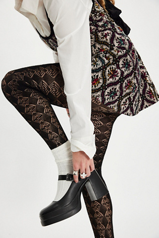 Pointelle Whisper Tights by Free People in Black, Size: S-M/P-M