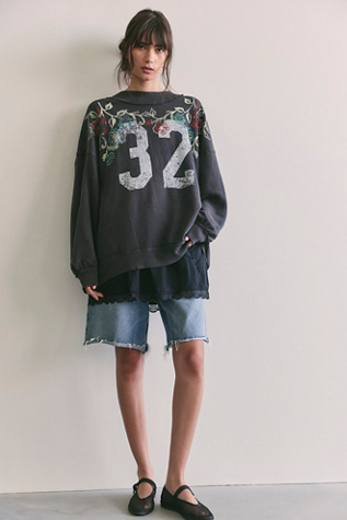 We The Free Palm Spring Turtleneck Graphic Pullover at Free People in Washed Black Combo, Size: Large