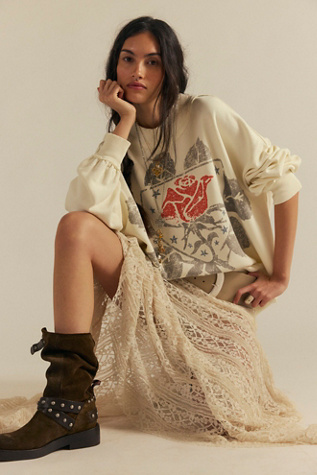 We The Free Palm Spring Turtleneck Graphic Pullover at Free People in White, Size: XL