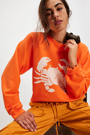 Sea Friends Pullover by Original Retro Brand at Free People in Orange, Size: XS