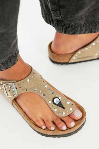 Birkenstock Gizeh Rivets Sandals at Free People in Tan, Size: EU 40