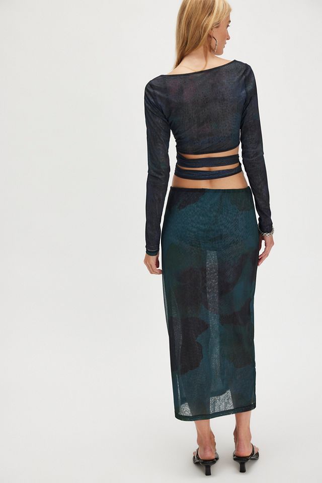 Valentine Reversible Mesh Midi Skirt Set #1