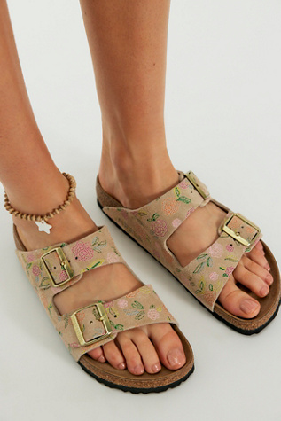 Birkenstock Arizona Floral Sandals at Free People in Tan, Size: EU 39