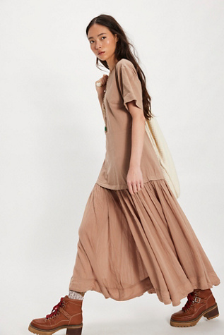 Marcella Midi Dress by free-est at Free People in Brown Truffle, Size: Medium