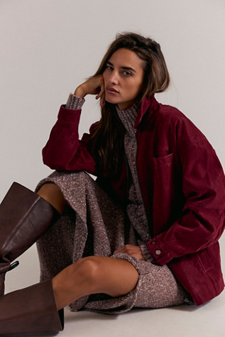 We The Free Sloane Vegan Suede Shacket Jacket at Free People in Red, Size: S