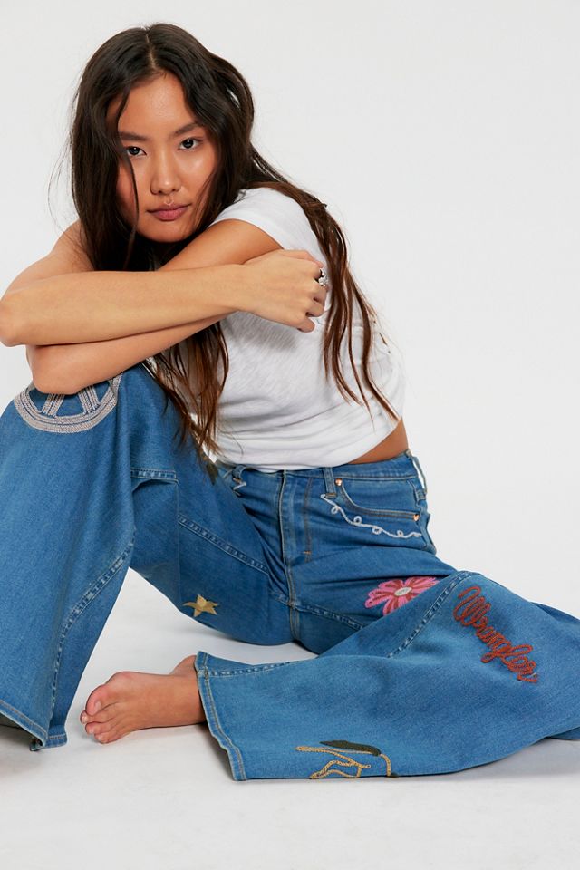 Wrangler X Lainey Wilson Embroidered Cheeky Wide-Leg Jeans | Free