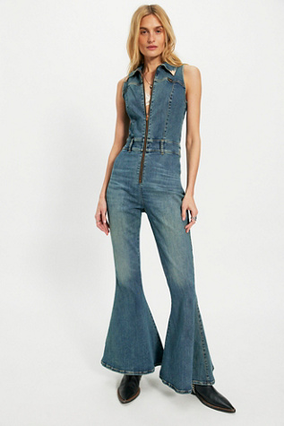 Wrangler X Lainey Wilson Denim Catsuit at Free People in Medium Wash, Size: M