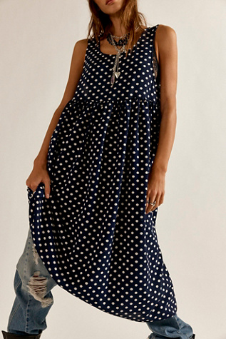 Женское платье Free People Polka Dot, цвет: Тёмно-синий — фото 3
