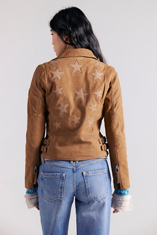 Mauritius Misty Moto Jacket by Mauritius Leather at Free People in Brown, Size: US 10