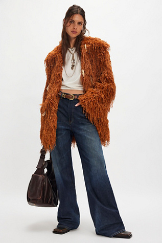 Fluttering Heart Faux Fur Jacket