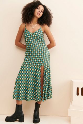 Back Beat Co. Plaid Flounce Slip Dress
