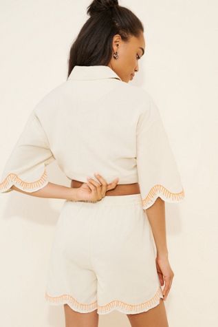 Native Youth Solstitchery Embroidered Scallop Shorts