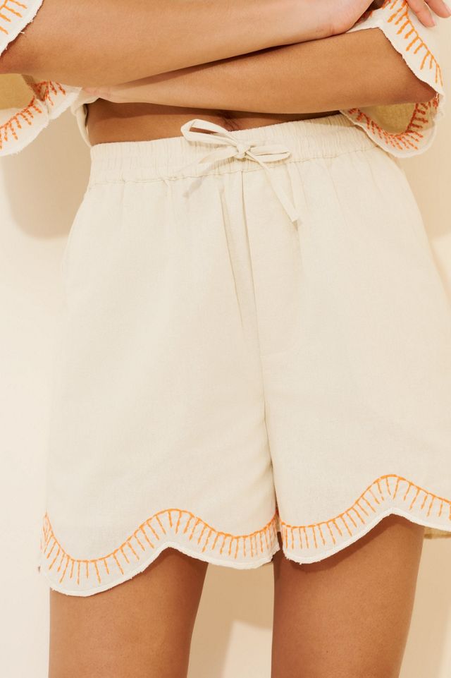 Native Youth Solstitchery Embroidered Scallop Shorts #3