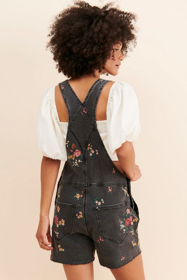 Driftwood Floral Embroidered Shortalls #1