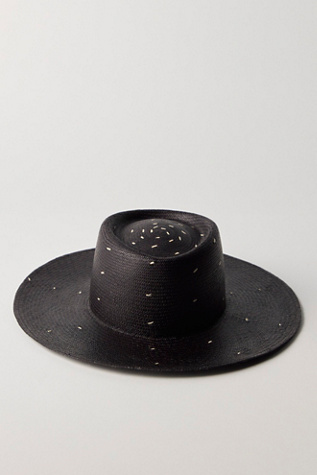 Eleganica Tropical Noche Panama Wide Brim Hat by Free People in Black