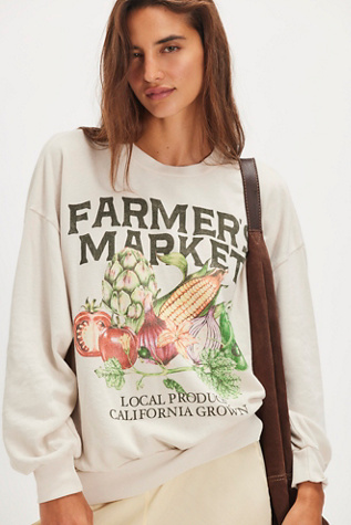 Daydreamer Local Produce Oversized Crew at Free People in White, Size: S