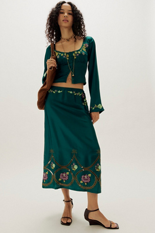 Autumn Bloom Midi Skirt Set