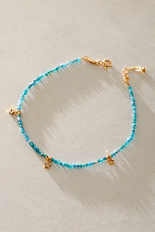 Satya Jewelry Walk Confidently Moonstone Anklet at Free People in Blue