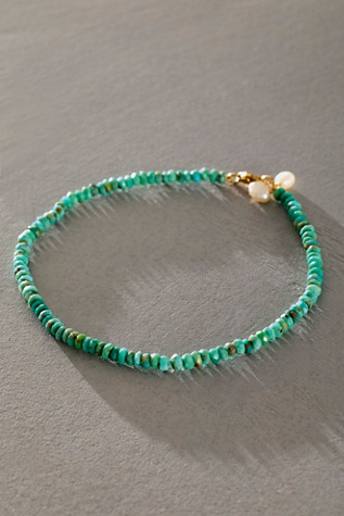 Atma Prema Turquoise & Pearl Charm Anklet at Free People in Blue