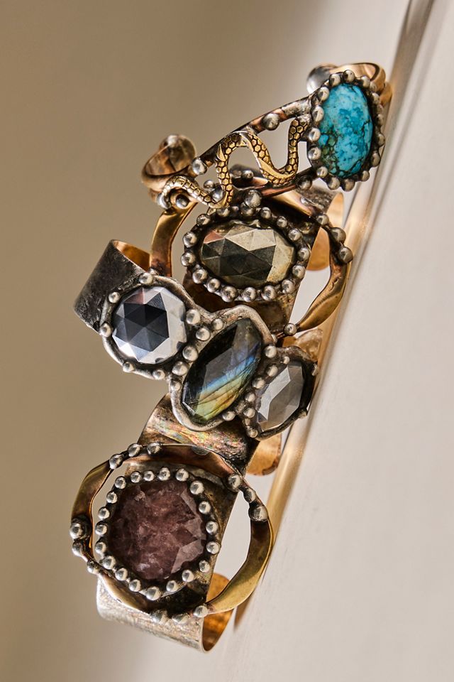 Bracelet manchette à trois pierres Mikal Winn #1