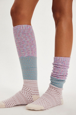 Tonal Marled Knee-High Socks by Free People in Grey