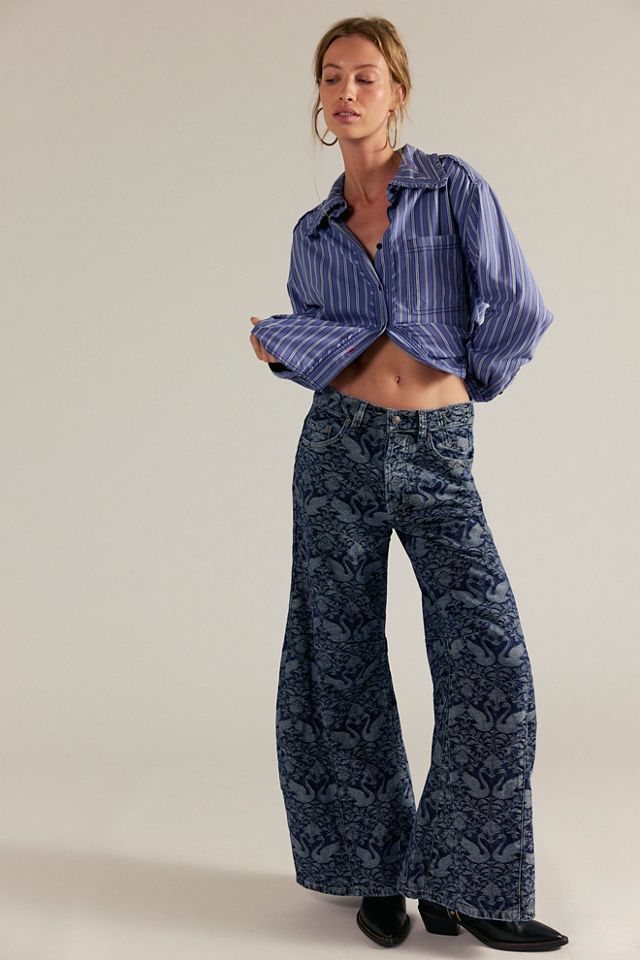 We The Free Eden Jacquard High Slouchy Flare Jeans #1