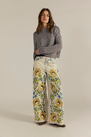 We The Free Mi Amore Wide-Leg Jeans at Free People in Light Wash, Size: 28