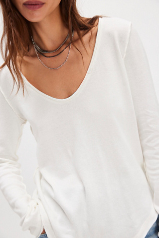 Heather Long Sleeve Top by Free People in White, Size: XL