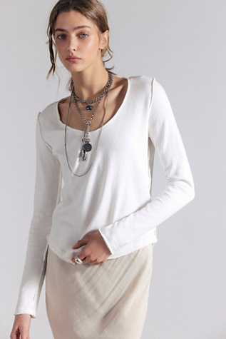 Heather Long Sleeve Top by Free People in White, Size: XL