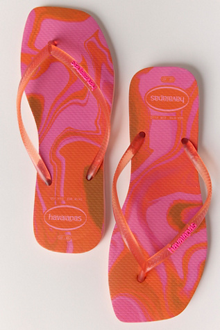 Havaianas Slim Square Jelly Flip Flops at Free People in Blossom, Size: XL