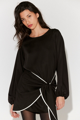 chinese dress ladies Free People Black Bell Sleeve Mini Dress with Button Detail Back and S –  The Thrifty Hippy