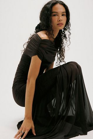 knee length dresses for ladies Seroya Noel Mesh Midi Dress