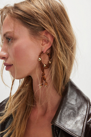 Lingering Love Hoops at Free People in Gold & Chocolate