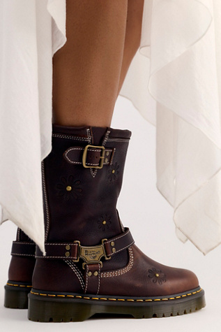 Dr. Martens Anistone Hi Flower Boots at Free People in Brown, Size: US 5