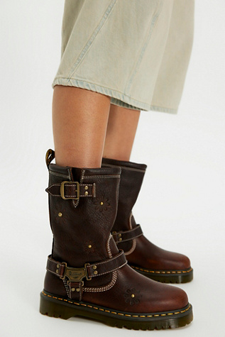Dr. Martens Anistone Hi Flower Boots at Free People in Brown, Size: US 7