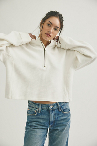We The Free Celeste Quarter Zip Top at Free People in White, Size: XL