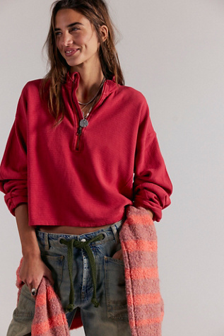 We The Free Celeste Quarter Zip at Free People in Red, Size: L